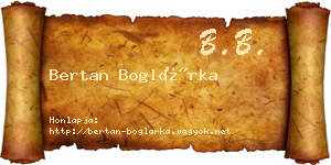 Bertan Boglárka névjegykártya
